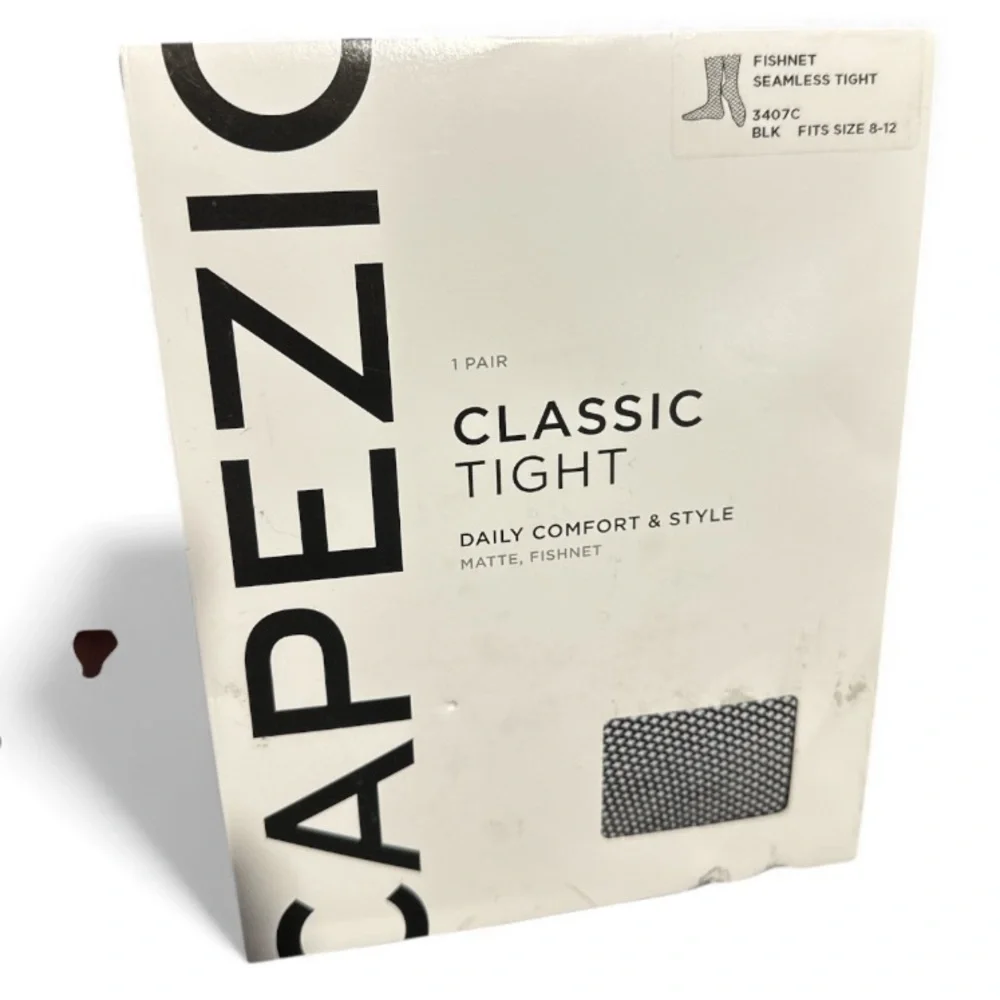 Capezio Black Fishnet Seamless Tights NEW in package child 8 to 12 yrs old